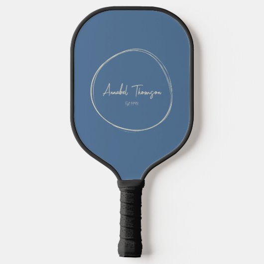 Midden-eeuw Modern Capri Blauw | Scriptnaam Pickleball Paddle (Achterkant)