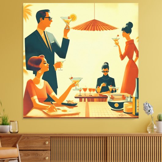 Midden Eeuw Modern De Martini Cocktail Critici Canvas Afdruk (Insitu (Woonkamer))