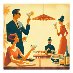 Midden eeuw modern De Martini Cocktail Critici Foto Afdruk
