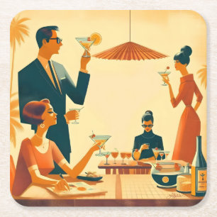 Midden Eeuw Modern De Martini Cocktail Critici Kartonnen Onderzetters