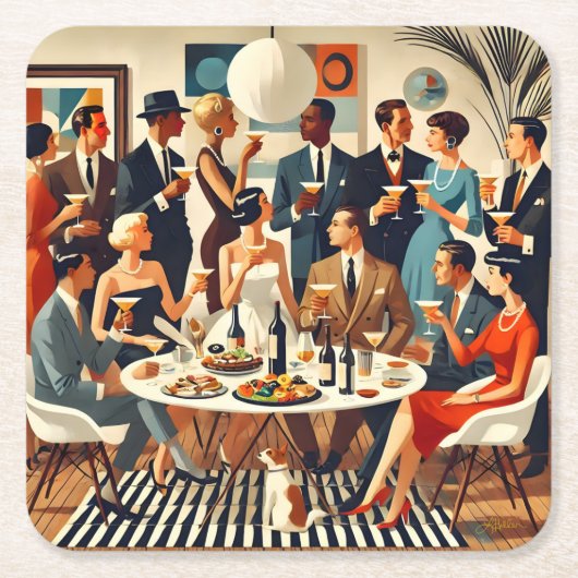 Midden eeuw modern de Martini intellectuelen Kartonnen Onderzetters (Voorkant)