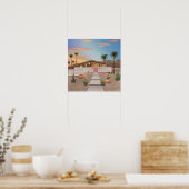 Midden-eeuw Modern Flamingo Huis Poster (Keuken)