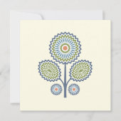 Midden-Eeuw Modern Floral Note Kaart in blauw Notitiekaartje (Voorkant)