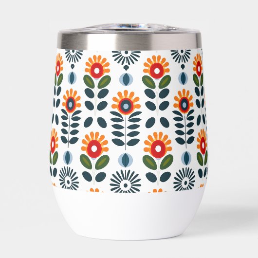 Midden-eeuw Modern Floral Scandi Folk Pattern (Voorkant)