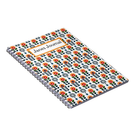 Midden-eeuw Modern Floral Scandi Folk Pattern Notitieboek (Rechterzijde)