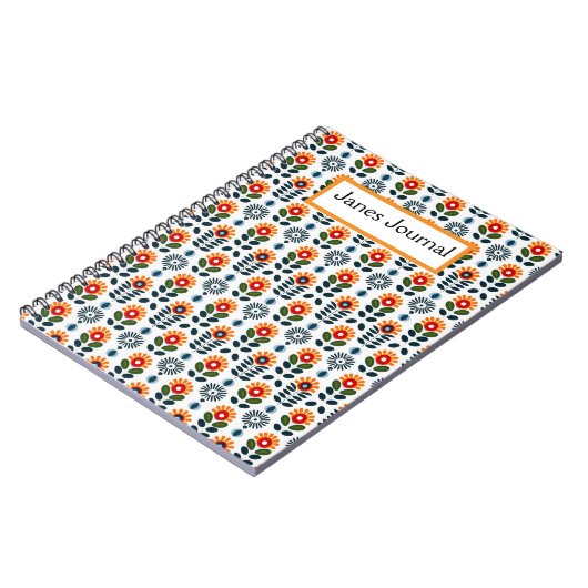 Midden-eeuw Modern Floral Scandi Folk Pattern Notitieboek (Linkerzijde)