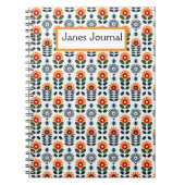 Midden-eeuw Modern Floral Scandi Folk Pattern Notitieboek (Voorkant)