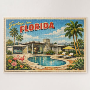 Midden eeuw modern Florida ansichtkaart Legpuzzel