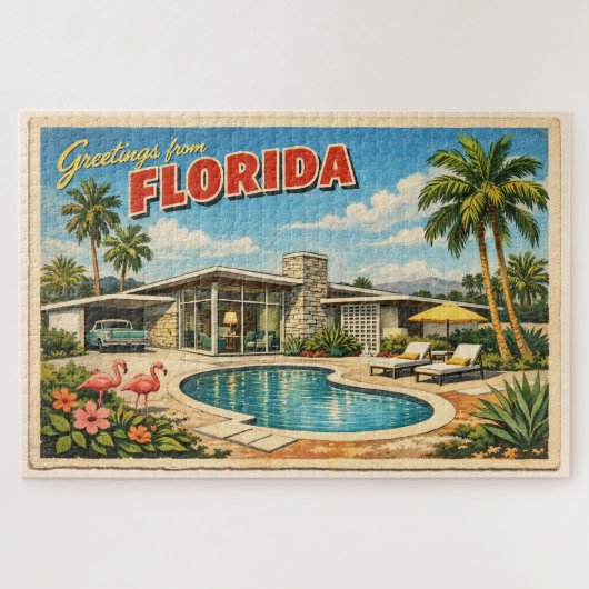 Midden eeuw modern Florida ansichtkaart Legpuzzel (Horizontaal)