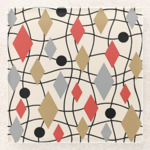 Midden eeuw modern geometrisch abstract glazen onderzetter