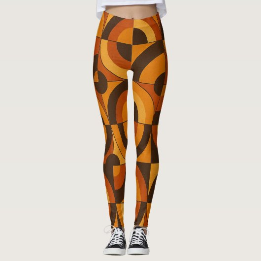Midden eeuw modern geometrisch abstract patroon leggings (Voorkant)