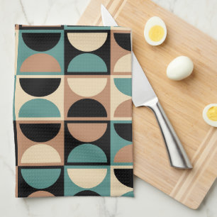 Midden eeuw modern geometrisch abstract patroon theedoek