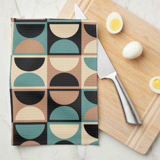 Midden eeuw modern geometrisch abstract patroon theedoek (Quarter Fold)