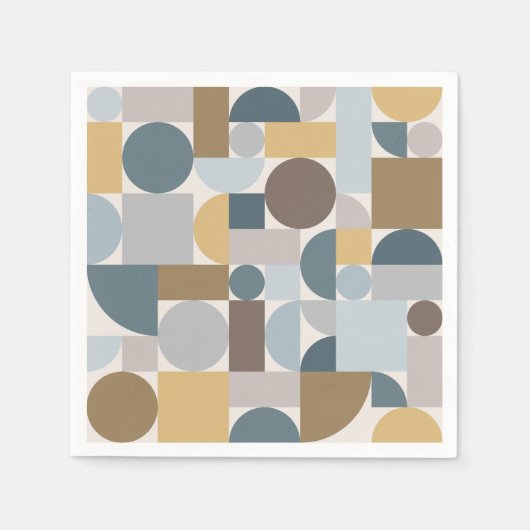 Midden Eeuw Modern Geometrisch Blauw Goud Servet (Voorkant)