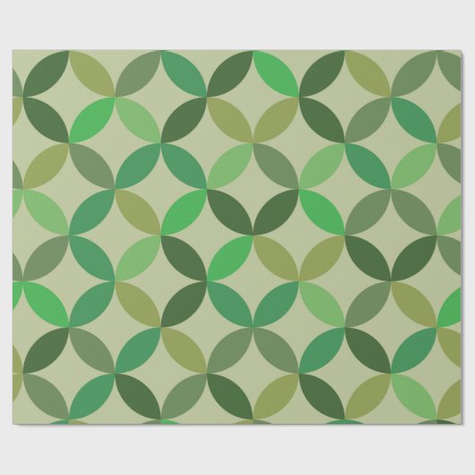Midden eeuw Modern geometrisch groen cirkelenpatro Cadeaupapier (Vlak)