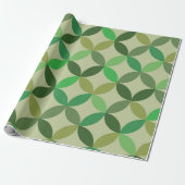 Midden eeuw Modern geometrisch groen cirkelenpatro Cadeaupapier (Uitgerold)