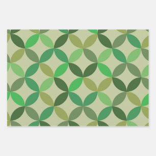 Midden eeuw modern geometrisch groen cirkelpatroon inpakpapier vel