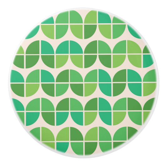 Midden-eeuw modern geometrisch groen patroon keramische knop (Voorkant)