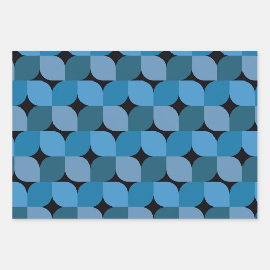 Midden eeuw Modern Geometrisch in Blauw en Turquoi Inpakpapier Vel (Voorkant)
