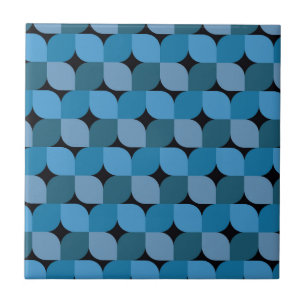 Midden eeuw Modern Geometrisch in Blauw en Turquoi Tegeltje