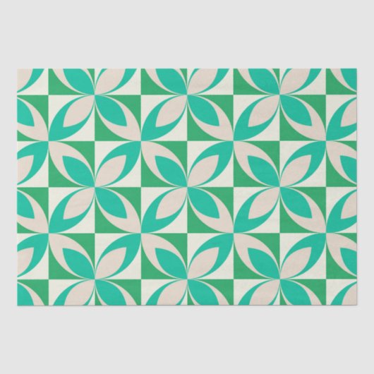 Midden eeuw modern geometrisch mintgroen patroon tissuepapier (Voorkant)