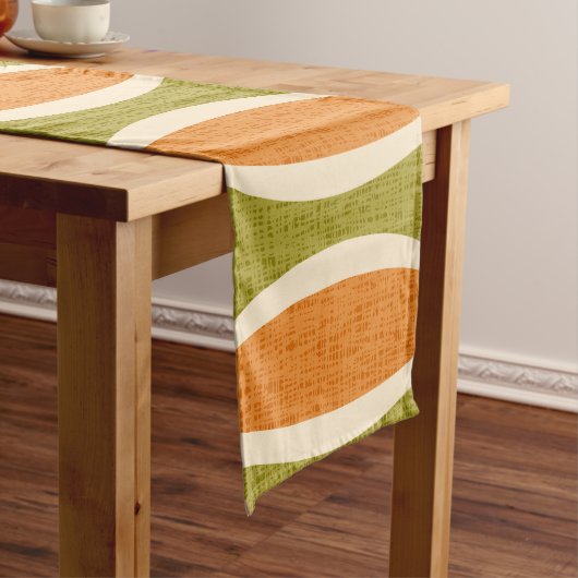 Midden-eeuw modern geometrisch ovaal patroon korte tafelloper (Voorbeeld)