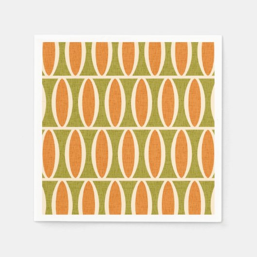 Midden-eeuw modern geometrisch ovaal patroon servet (Voorkant)