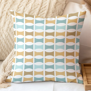 Midden Eeuw Modern Geometrisch Patroon Aqua Goud Kussen