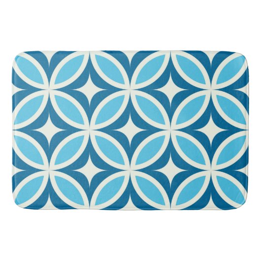 Midden eeuw Modern geometrisch patroon blauw Badmat (Voorkant)