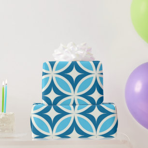 Midden eeuw Modern geometrisch patroon blauw Cadeaupapier