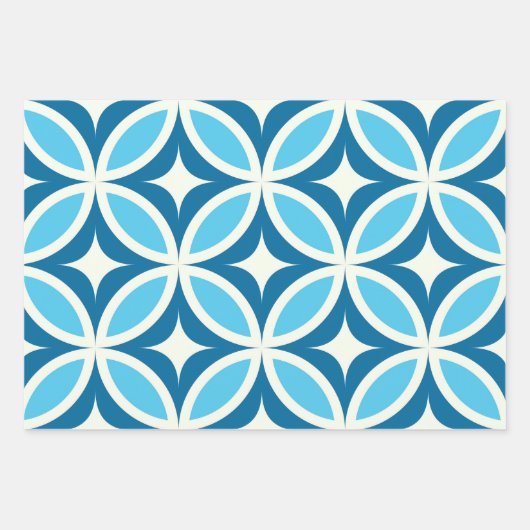 Midden eeuw Modern geometrisch patroon blauw Inpakpapier Vel (Voorkant)