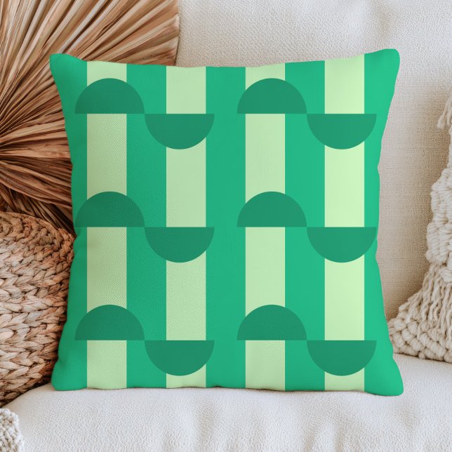 Midden eeuw modern geometrisch patroon RETRO groen Kussen (Creator heeft geüpload)