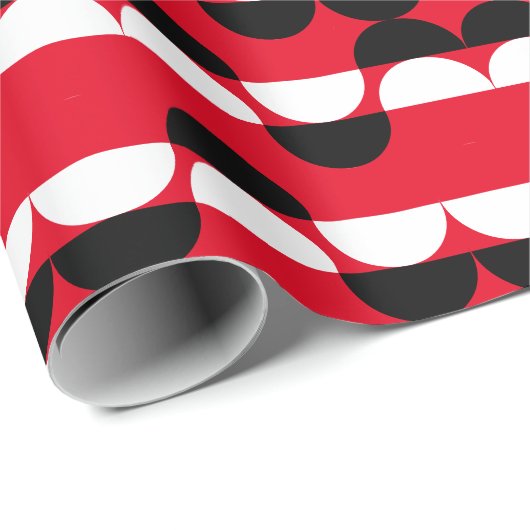 Midden-eeuw modern geometrisch patroon rood gesche cadeaupapier (Rol Hoek)