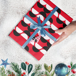 Midden-eeuw modern geometrisch patroon rood gesche cadeaupapier