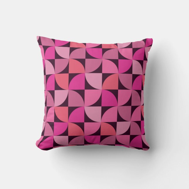 Midden eeuw modern geometrisch patroon roze  kussen (Voorkant)