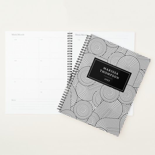 Midden Eeuw Modern Geometrisch Zwart Wit Planner (Display)