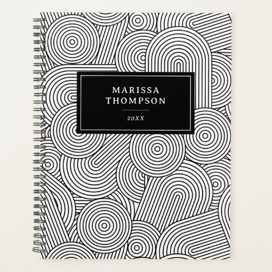 Midden Eeuw Modern Geometrisch Zwart Wit Planner (Voorkant)