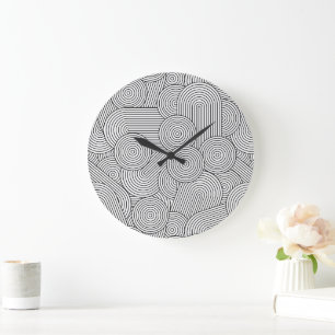 Midden Eeuw Modern Geometrische Boog Zwart Wit Grote Klok