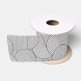 Midden eeuw modern geometrische boog zwart wit satijnen lint