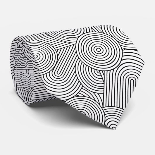 Midden eeuw modern geometrische boog zwart wit stropdas (Opgerold)
