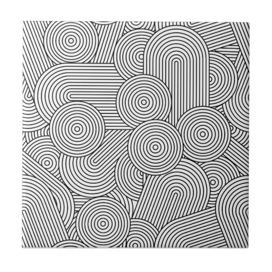 Midden Eeuw Modern Geometrische Boog Zwart Wit Tegeltje (Voorkant)