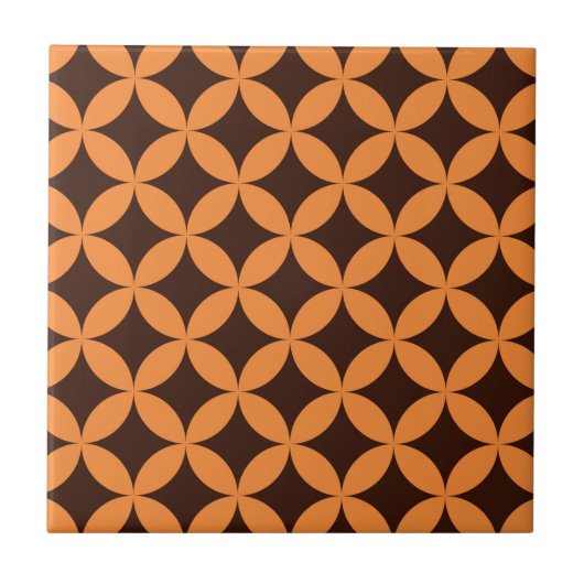 Midden eeuw modern geometrische cirkels oranje tegeltje (Voorkant)