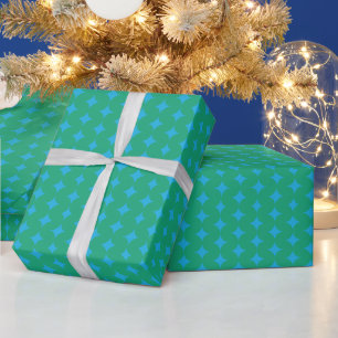 Midden eeuw modern geometrische sterren groen blau cadeaupapier