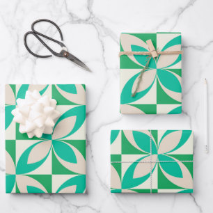 Midden eeuw modern geometrische vormen mintgroen inpakpapier vel