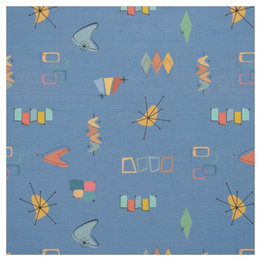 Midden Eeuw Modern Gestructureerd Blauw Stof (Swatch)