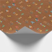Midden Eeuw Modern Gestructureerd Bruin Cadeaupapier (Hoek)