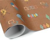 Midden Eeuw Modern Gestructureerd Bruin Cadeaupapier (Rol Hoek)