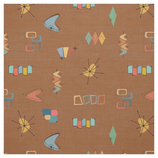 Midden Eeuw Modern Gestructureerd Bruin Stof (Swatch)