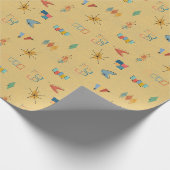 Midden Eeuw Modern Gestructureerd Geel Cadeaupapier (Hoek)