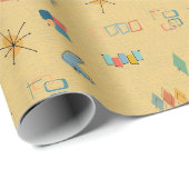 Midden Eeuw Modern Gestructureerd Geel Cadeaupapier (Rol Hoek)